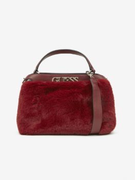 Červená kabelka s umělým kožíškem Guess Gwen