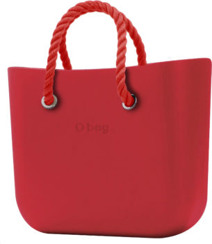 O bag červené MINI kabelka Ciliegia s červenými krátkými provazy
