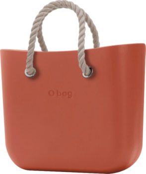 O bag cihlová kabelka Terracotta s krátkymi provazy natural