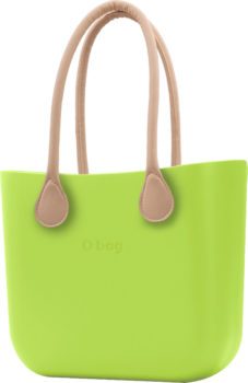 O bag kabelka Green Apple/Mela s dlouhými koženkovými držadly natural