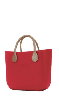 O bag kabelka MINI Ciliegia s krátkými koženkovými držadly natural