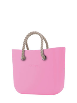 O bag kabelka MINI Pink s krátkymi provazy natural