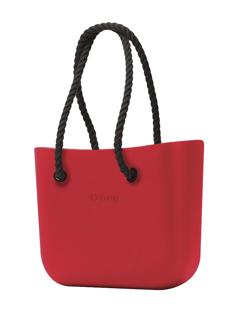 O bag růžové MINI kabelka Ciliegia s černými dlouhými provazy
