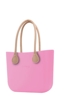 O bag růžové kabelka Pink s dlouhými koženkovými držadly natural